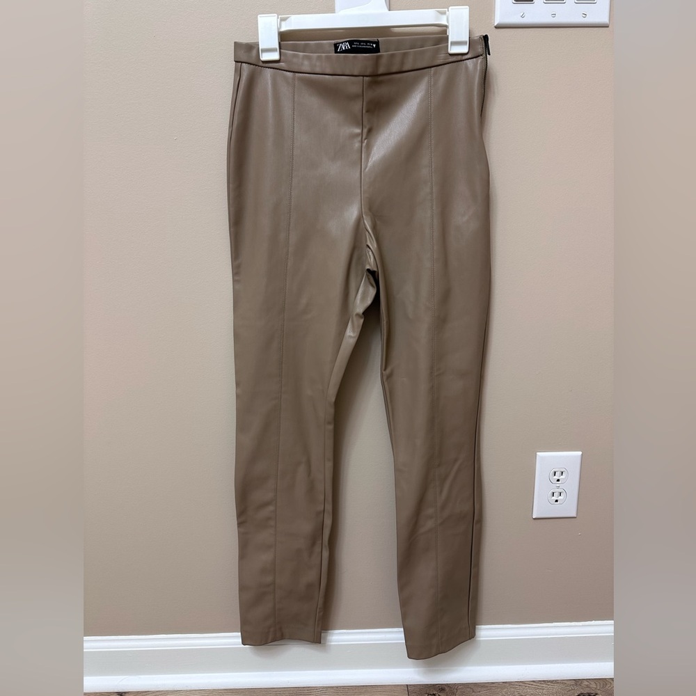 Zara Taupe Faux Leather Leggings